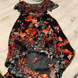 Lulu's Off shoulder floral print high-low dress